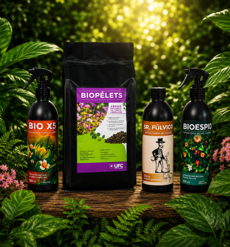 KIT UFC JARDÍN: BIOESPID + BIOPÉLETS (1 kg) + SR FÚLVICO + BIO X5